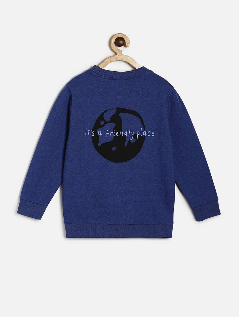 navy blue cotton back print sweatshirt - 21183505 - Standard Image - 1