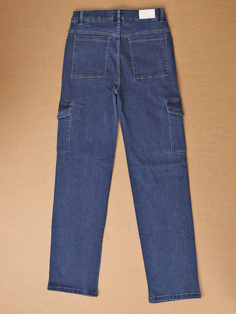 girls blue solids cargos - 21183659 -  Standard Image - 1