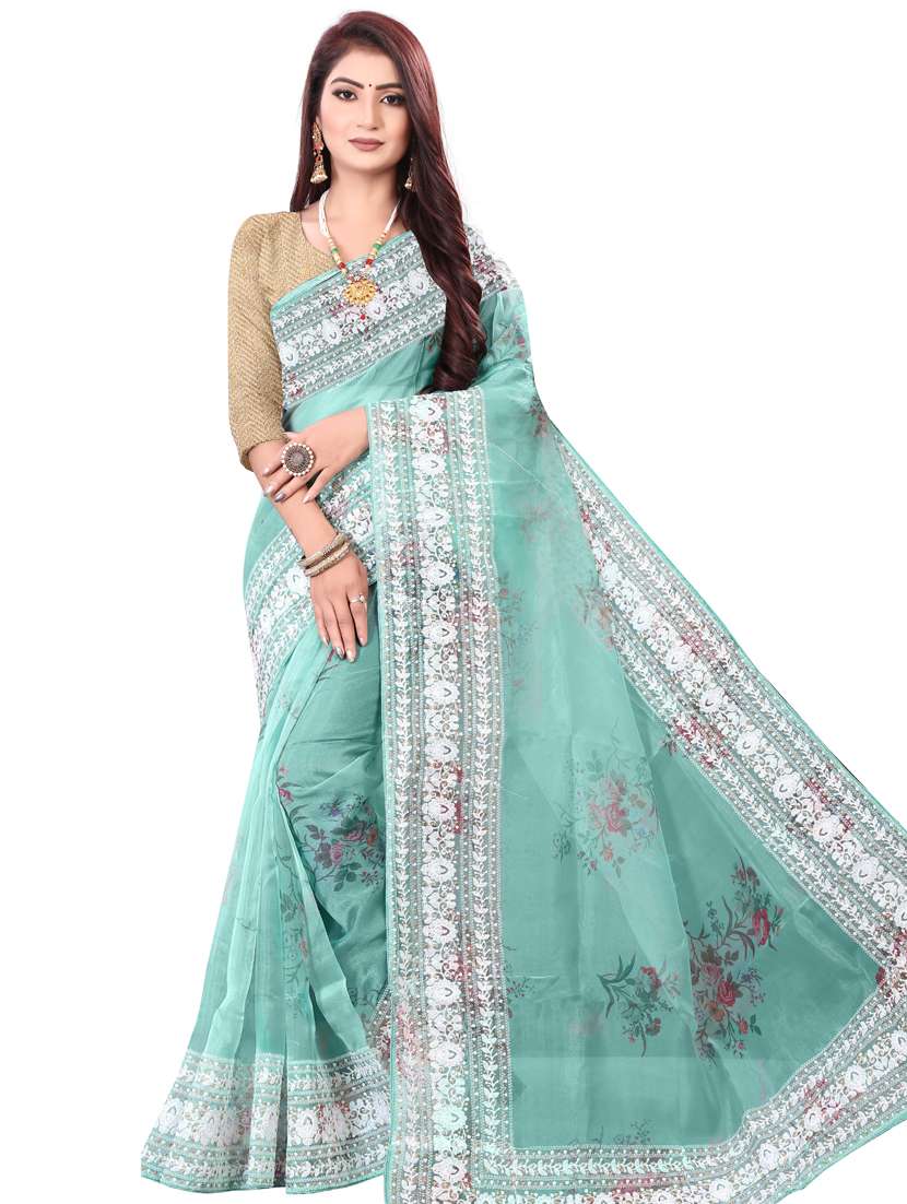 women printed saree with blouse