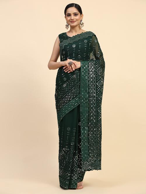 women sequin work georgette saree with blouse - 21183902 -  Standard Image - 0