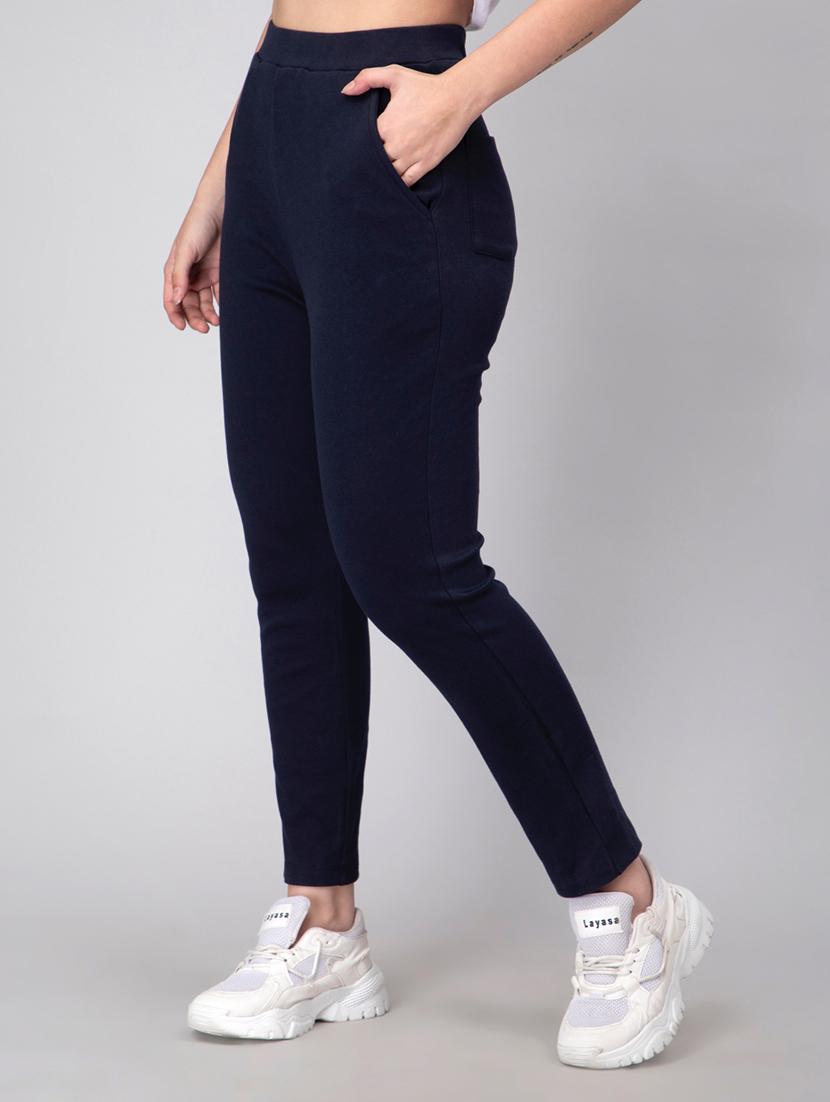 women solid high rise track pant - 21184285 - Standard Image - 1