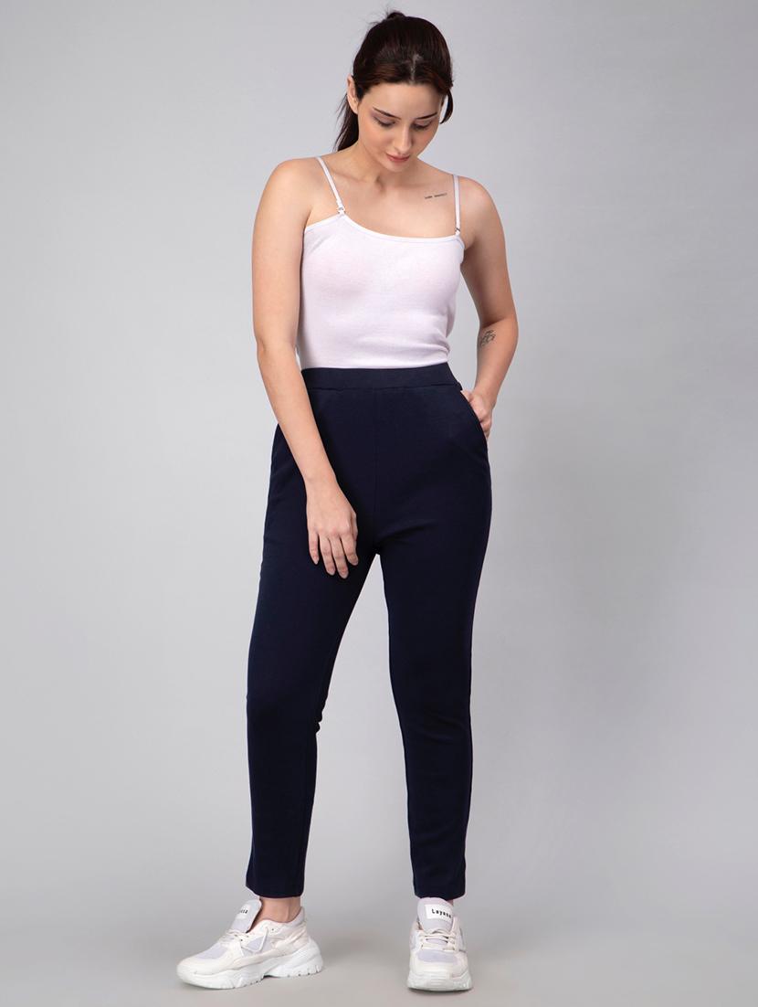 women solid high rise track pant - 21184285 - Standard Image - 4