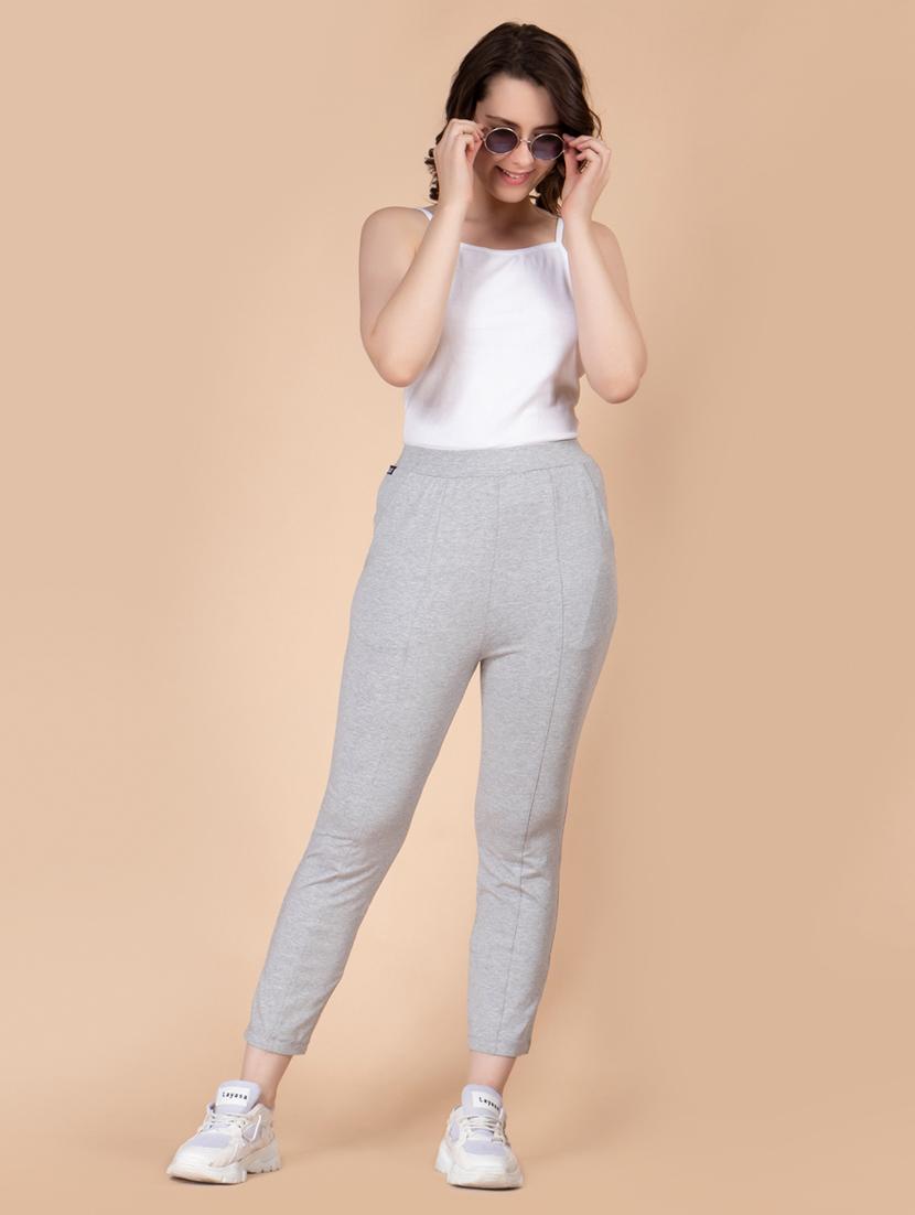 women solid high rise track pant - 21184286 - Standard Image - 4