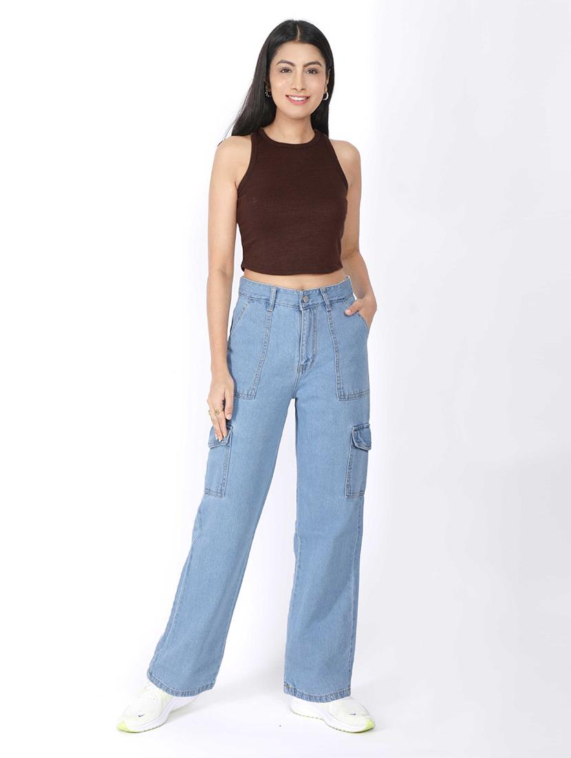 light blue solid denim jeans - 21184803 - Standard Image - 4