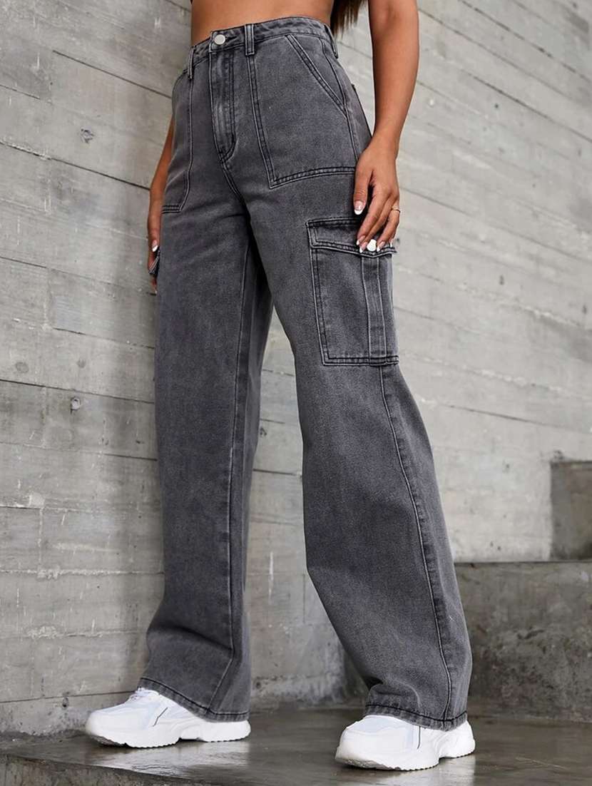 women solid plain high rise jean - 21184805 - Standard Image - 1