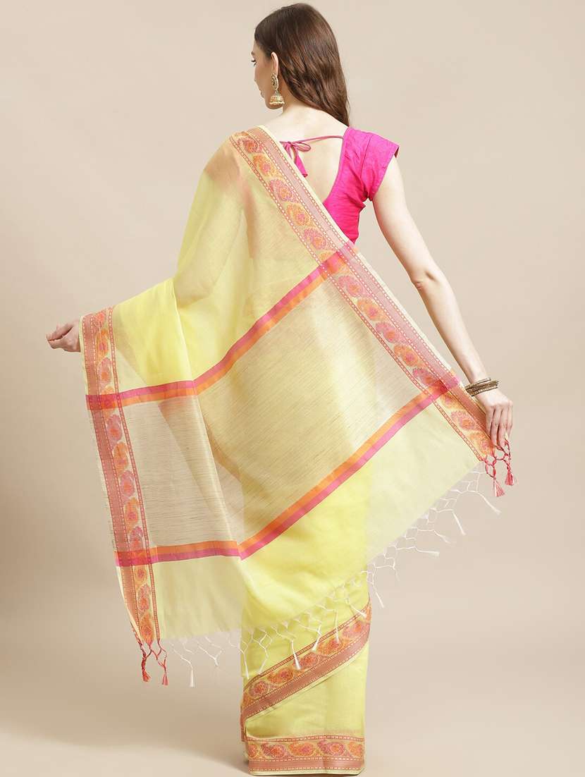 women solid with bordered saree with blouse - 21185226 -  Standard Image - 1