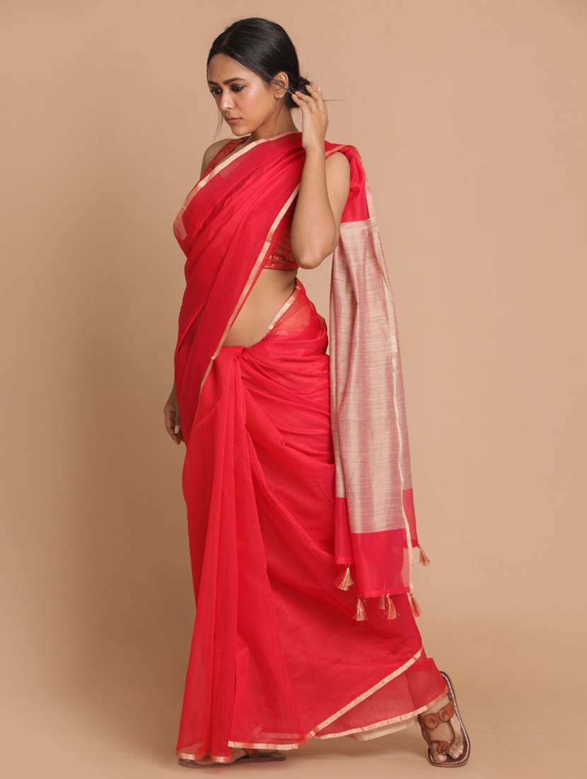women solid plain saree with blouse - 21185231 -  Standard Image - 1
