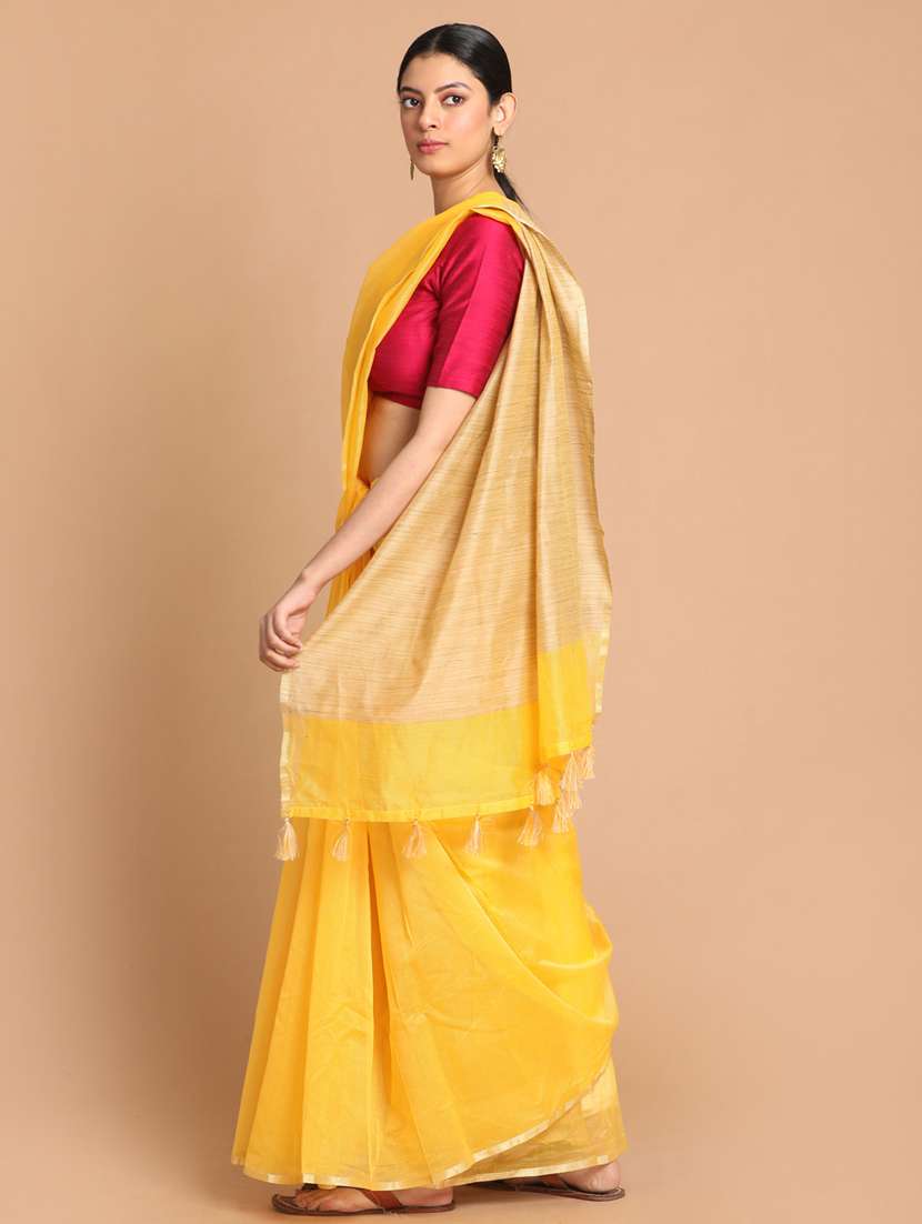 women solid plain saree with blouse - 21185233 - Standard Image - 1