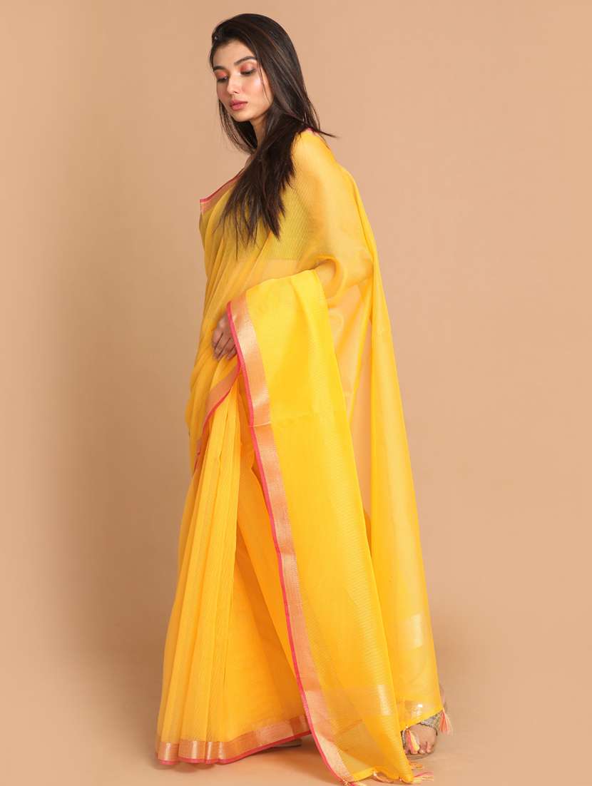 women solid plain saree with blouse - 21185246 - Standard Image - 1