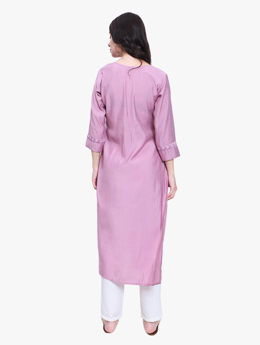 women three quarter sleeve straight kurta - 21185453 -  Standard Image - 4
