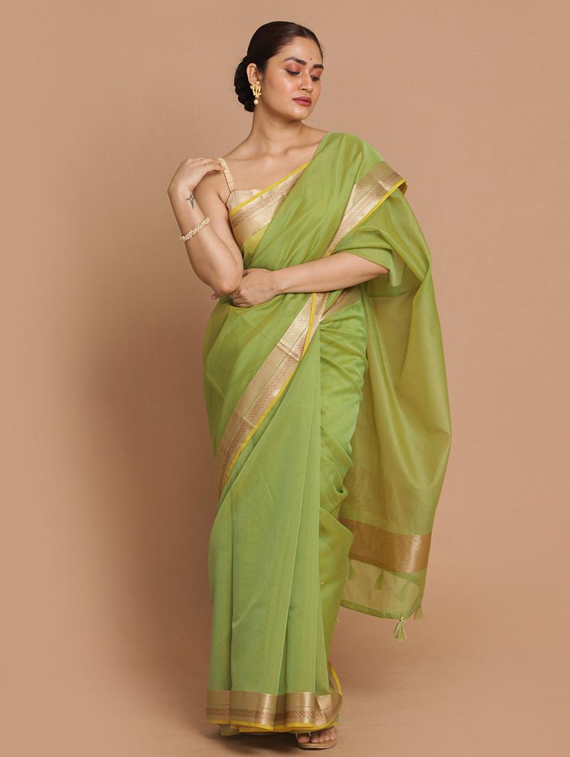 women solid with bordered saree with blouse - 21185548 - Standard Image - 1