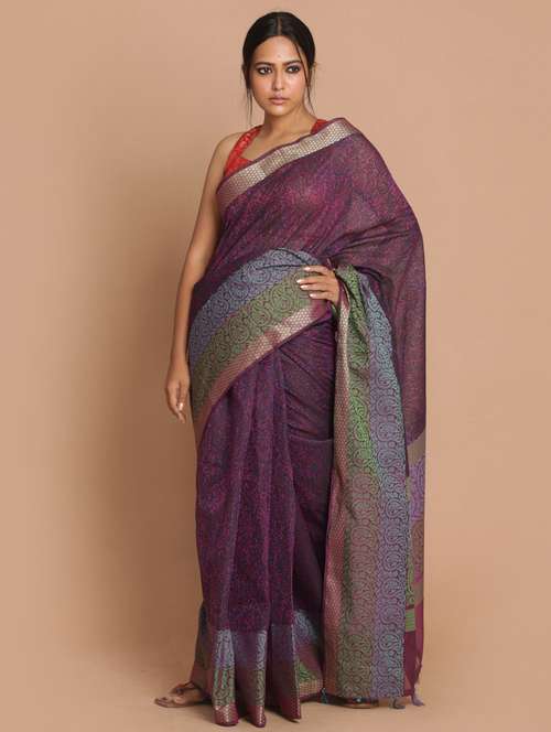 women self design bordered saree with blouse - 21185589 -  Standard Image - 0