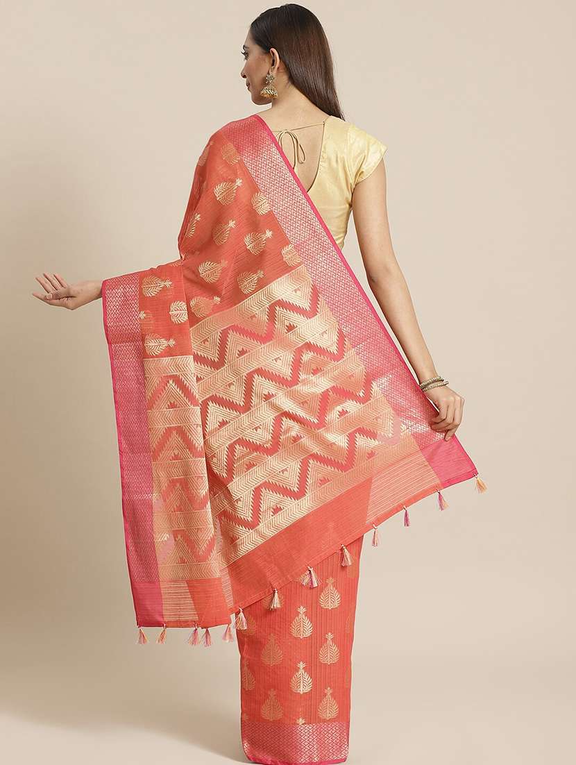 red liva banarasi saree with blouse - 21185606 -  Standard Image - 1