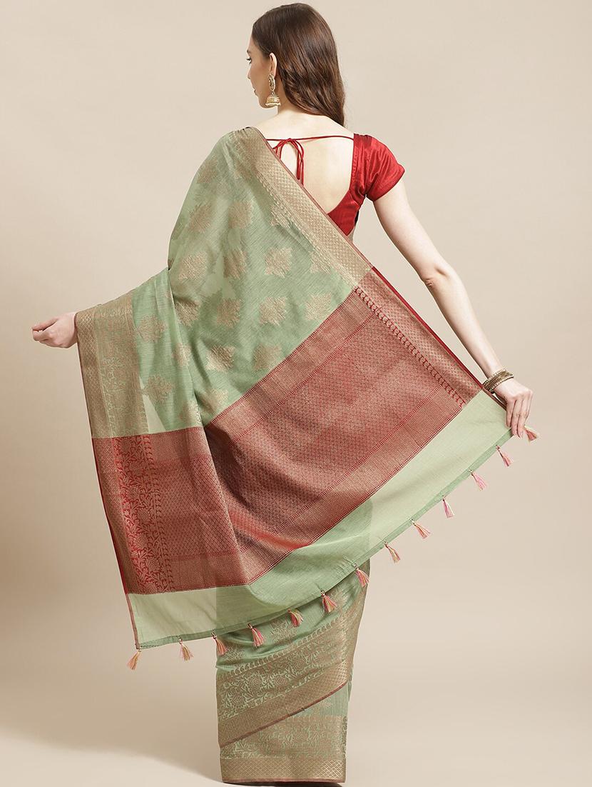 green liva banarasi saree - 21185646 - Standard Image - 1