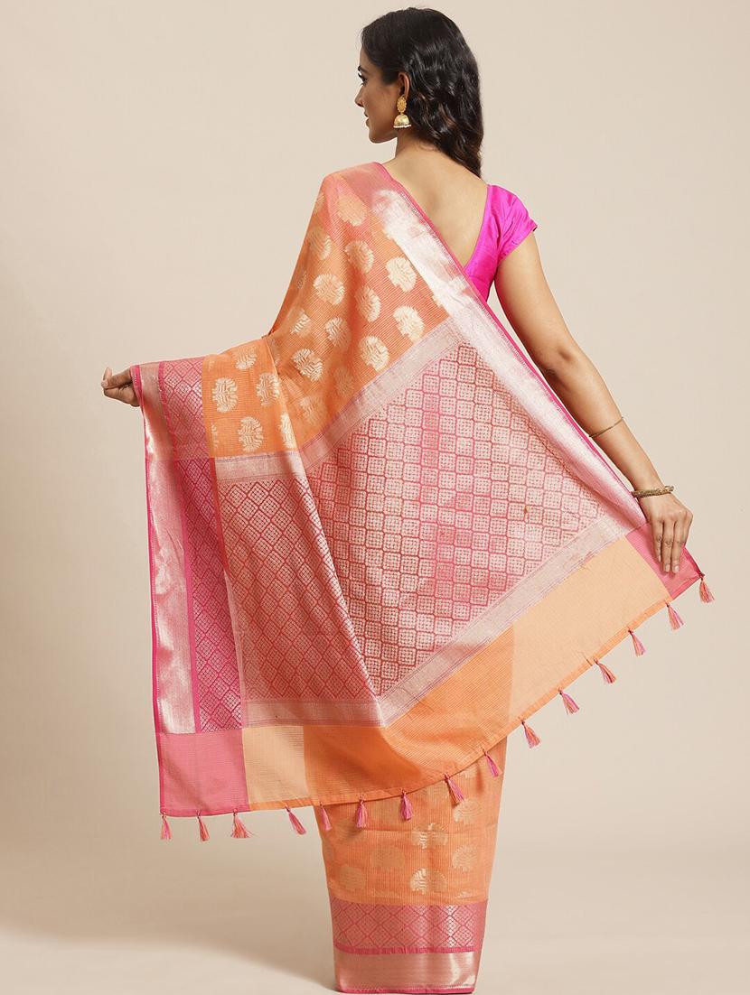 peach liva banarasi saree with blouse - 21185691 - Standard Image - 1