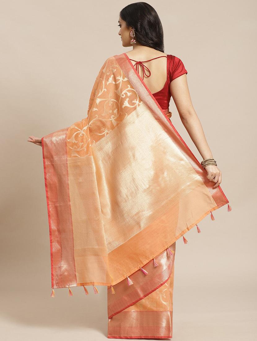 peach liva banarasi saree with blouse - 21185692 - Standard Image - 1