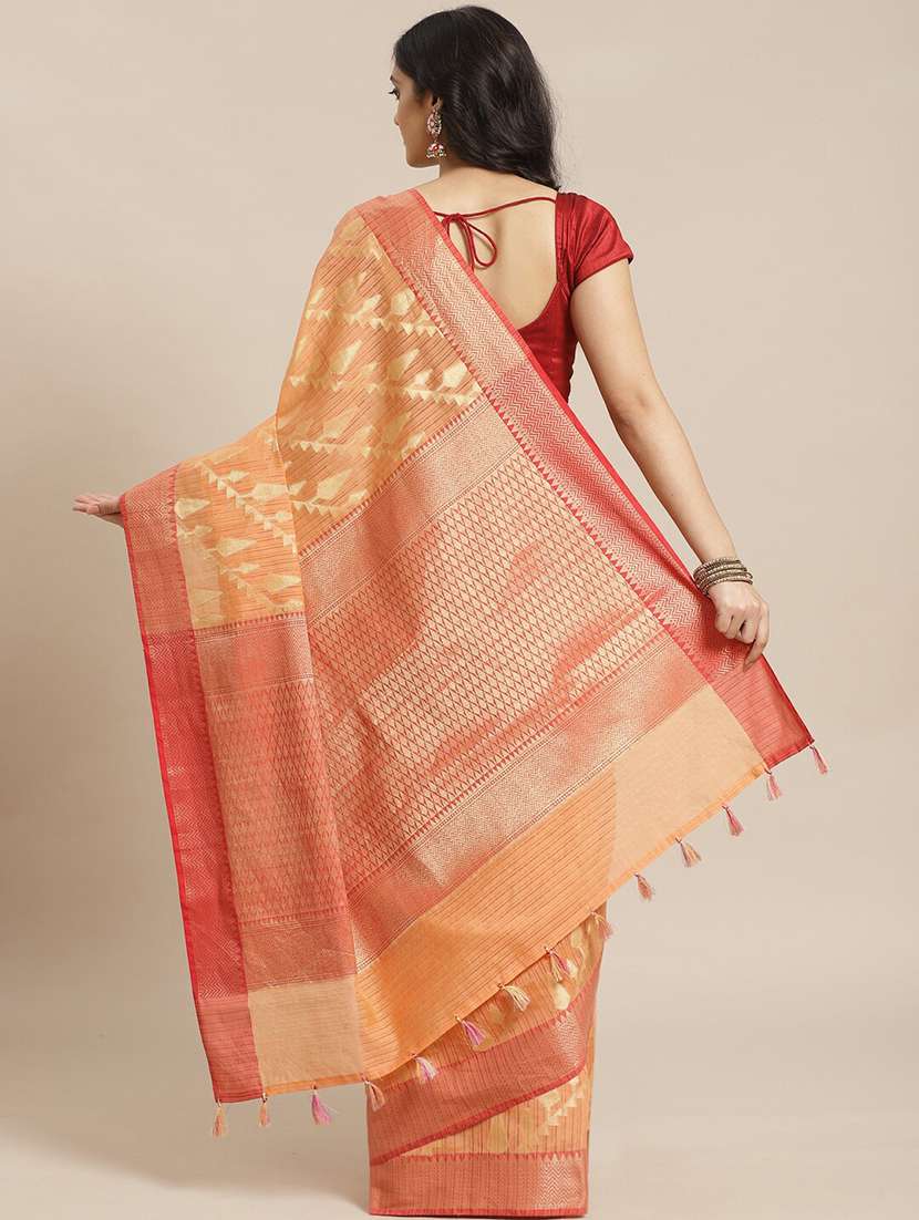 peach self design banarasi saree with blouse - 21185694 -  Standard Image - 1