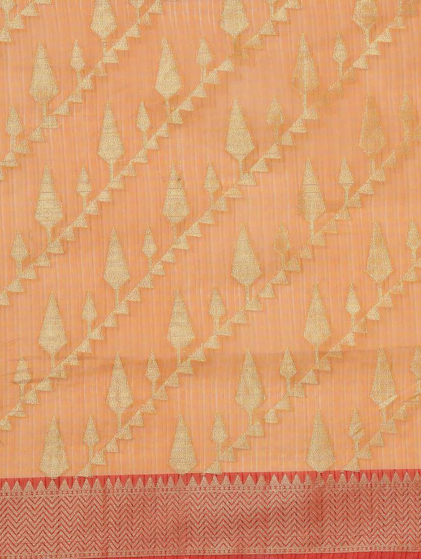 peach self design banarasi saree with blouse - 21185694 -  Standard Image - 4