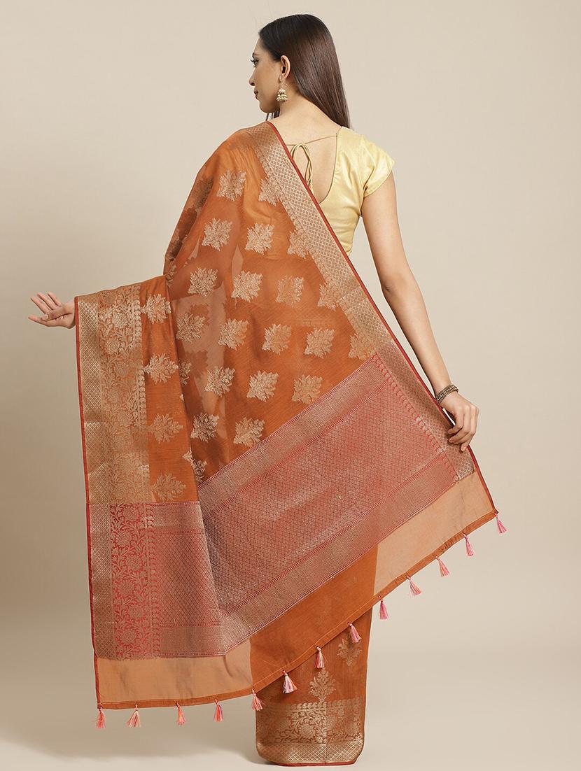 rust liva banarasi saree with blouse - 21185709 - Standard Image - 1