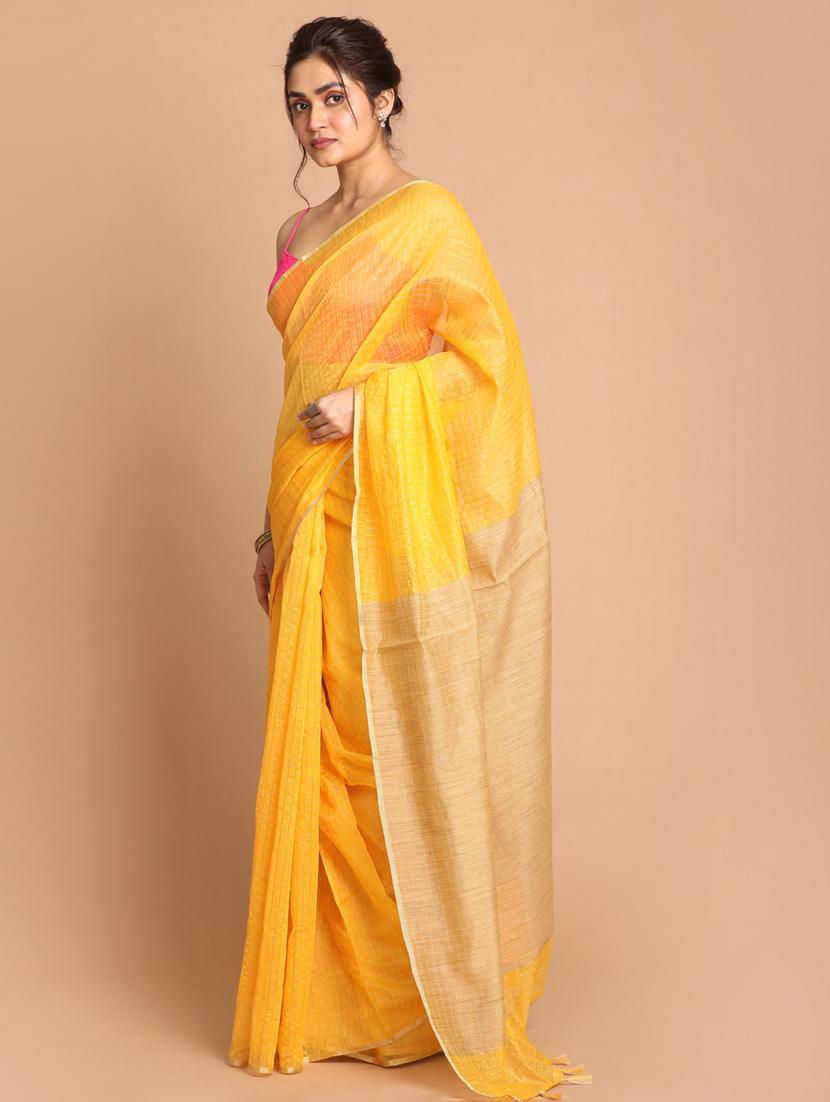 women checkered handloom saree with blouse - 21185865 - Standard Image - 1