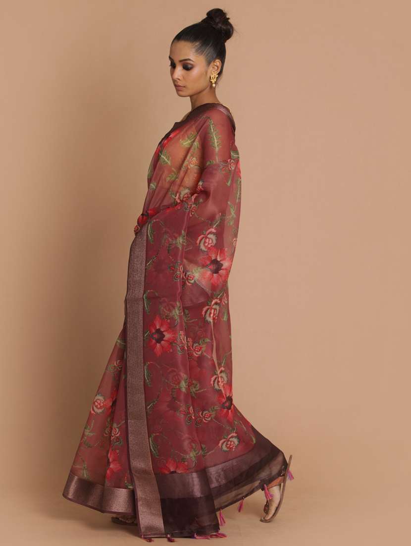 women printed saree with blouse - 21185950 -  Standard Image - 1