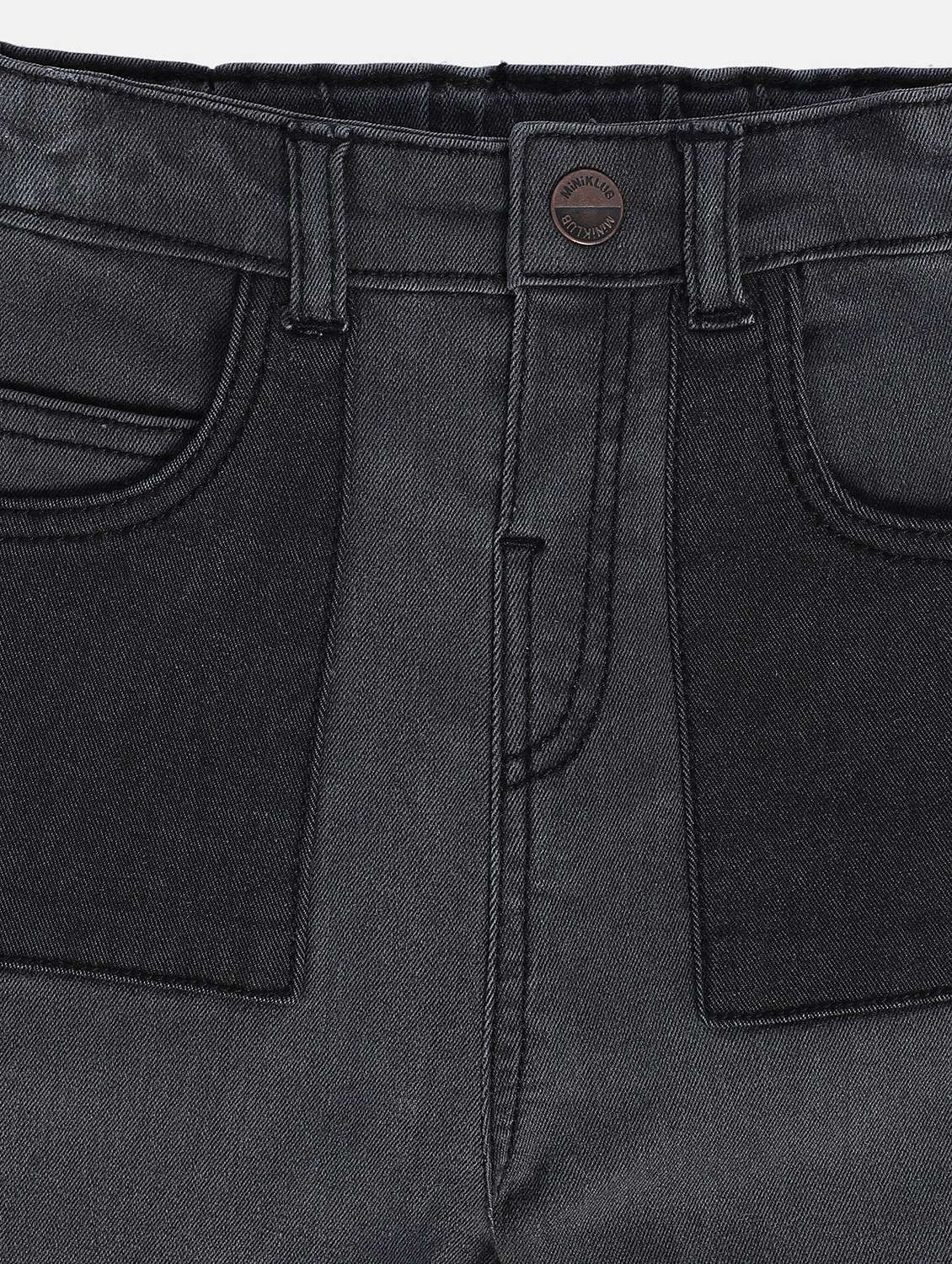 black cotton blend plain jeans - 21186166 -  Standard Image - 4