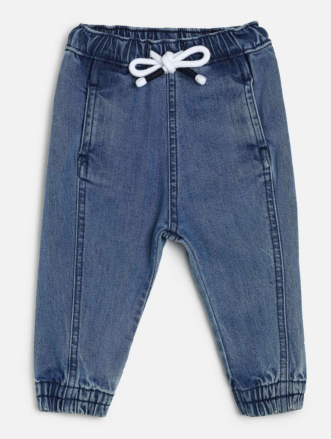 blue cotton blend plain jean