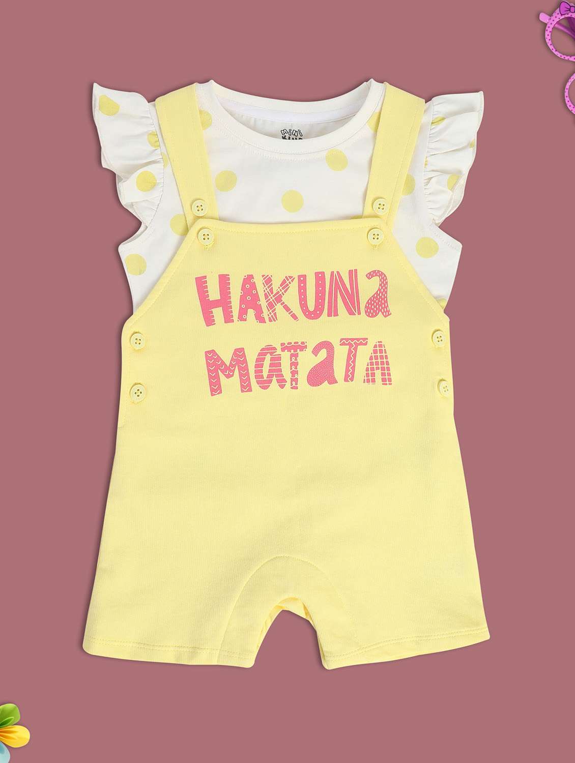 kids cotton dungaree twin set - 21187017 -  Standard Image - 1