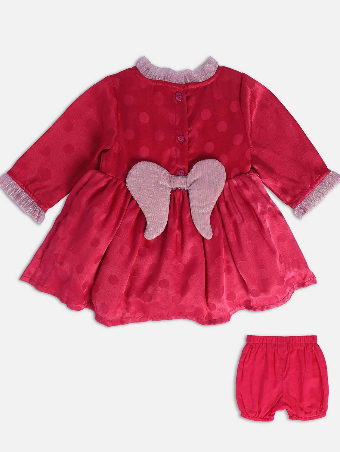 red cotton blend frock with bloomer - 21187022 -  Standard Image - 1