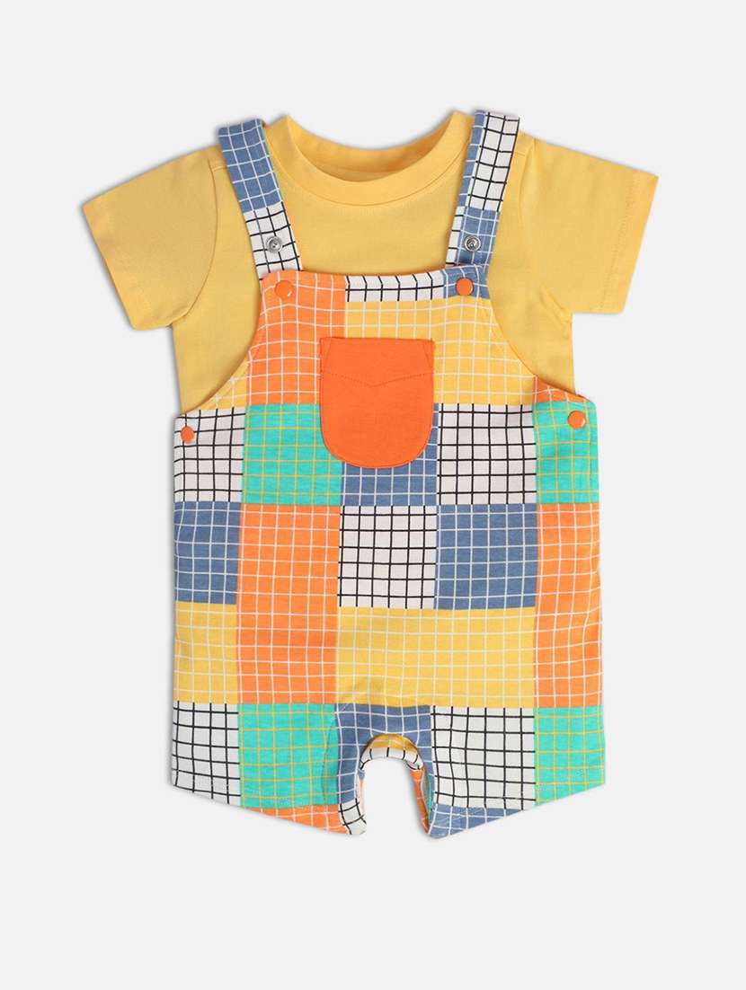 orange cotton blend dungaree set - 21187799 -  Standard Image - 1