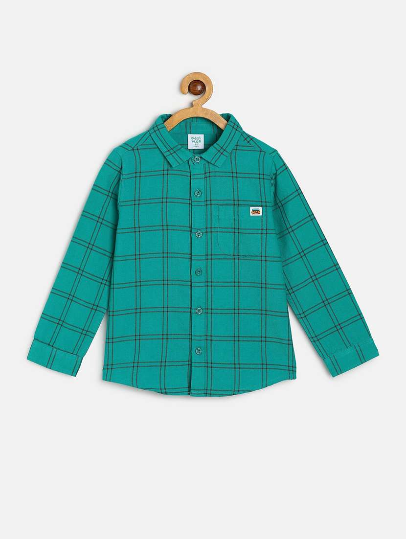 kids checkered cotton blend shirt