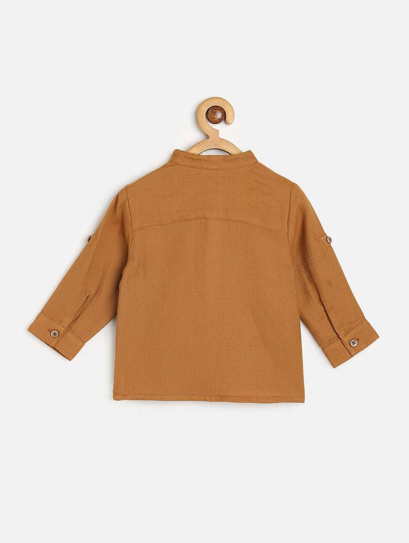 solid brown cotton shirt - 21188307 - Standard Image - 1