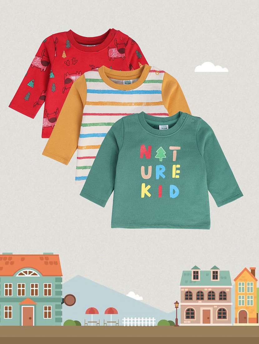 kids pack of 3 cotton t-shirt - 21190450 - Standard Image - 1