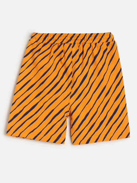 boys orange stripes printed shorts - 21191647 -  Standard Image - 1