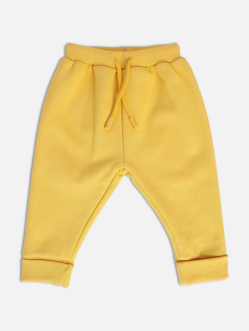 yellow cotton blend joggers trouser