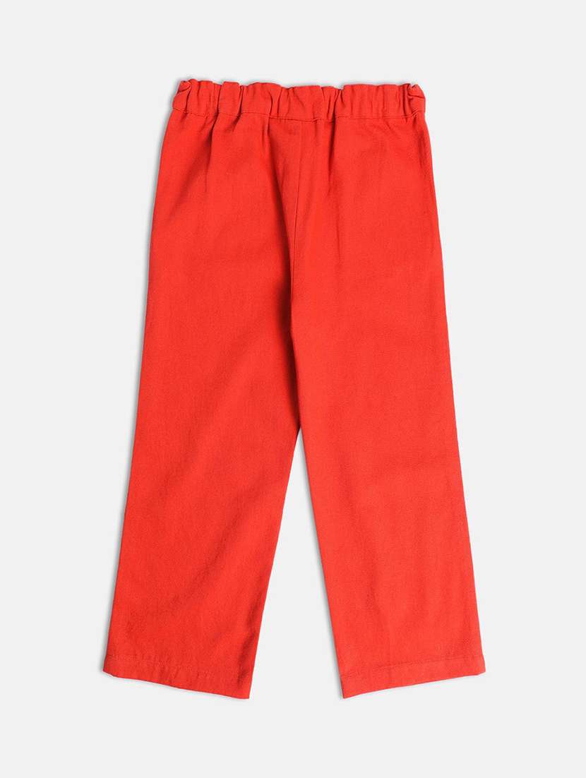 girls mid-rise solid casual trouser - 21192838 -  Standard Image - 1