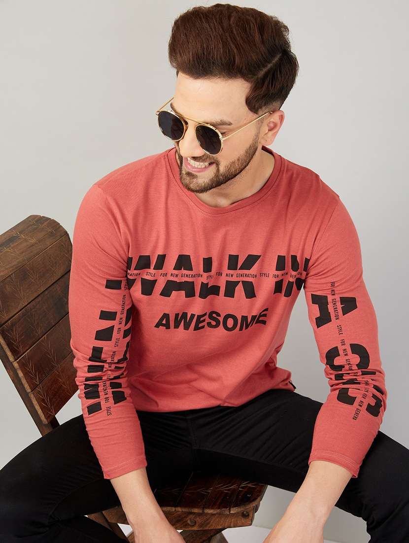 pink cotton front print t-shirt - 21194056 - Standard Image - 1