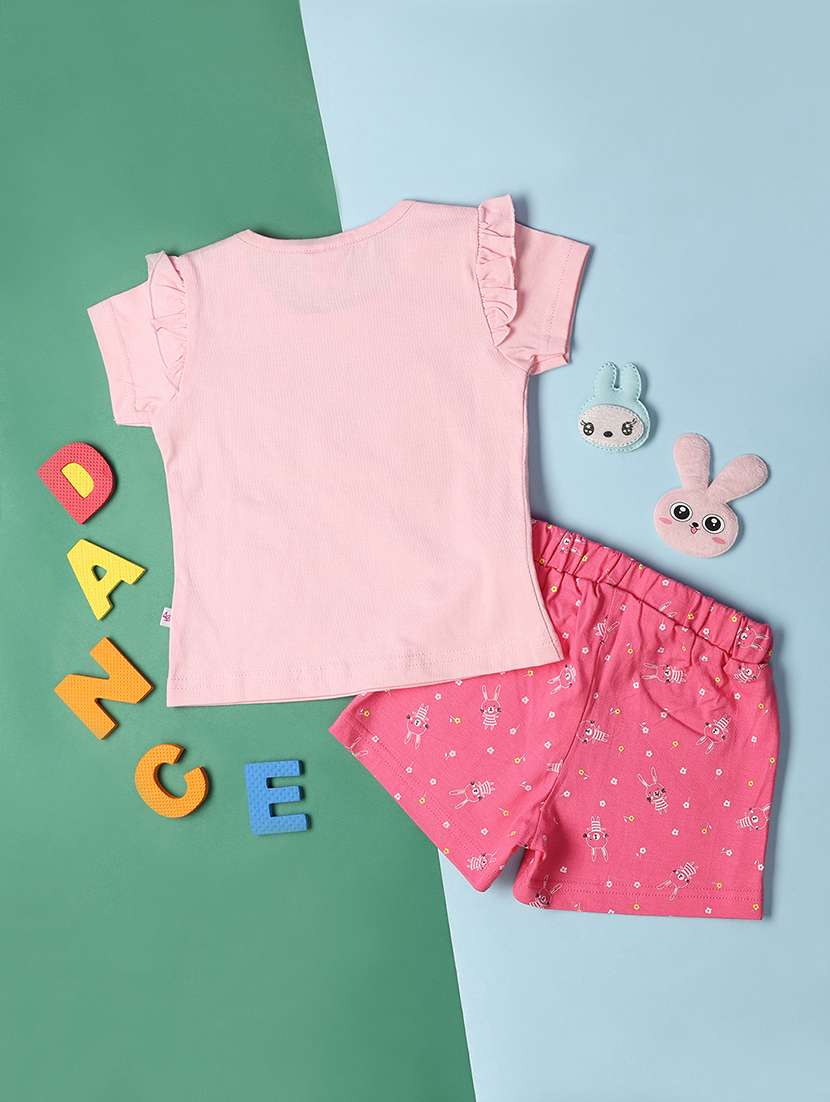 girls pink cotton top & shorts set - 21194911 -  Standard Image - 1