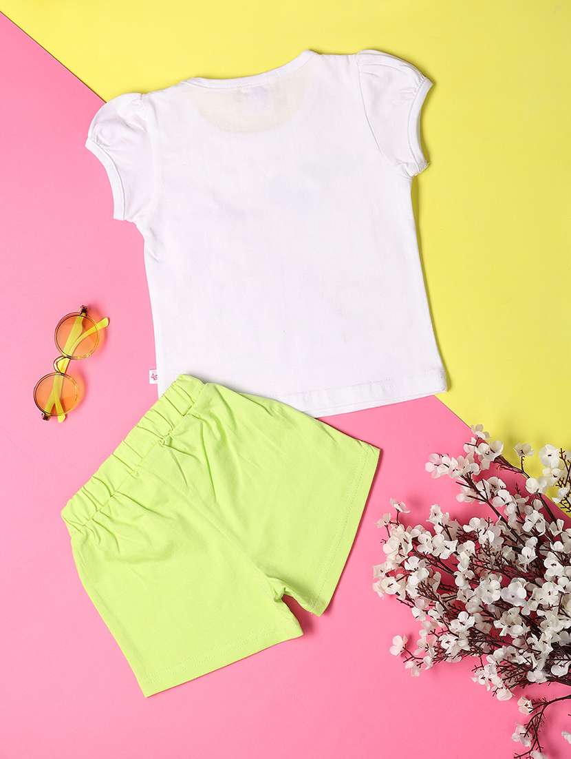 girls white cotton top & shorts set - 21194912 -  Standard Image - 1