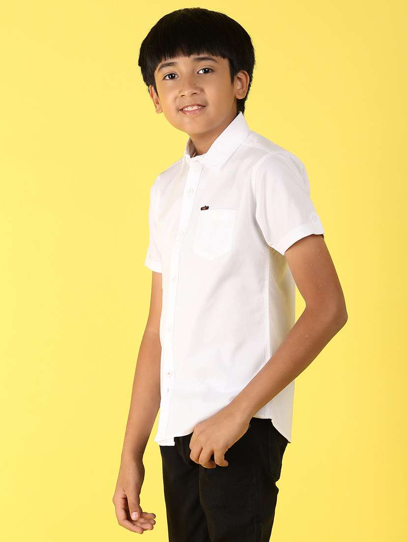 boys white solids cotton shirt - 21194940 -  Standard Image - 1