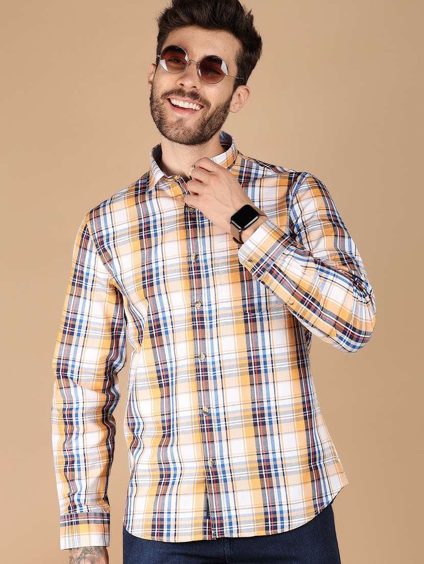 men checks long sleeve casual shirt - 21195092 -  Standard Image - 1