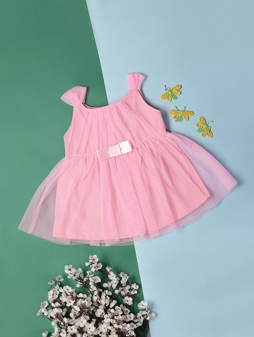 kids pink polyester frock - 21195104 -  Standard Image - 1
