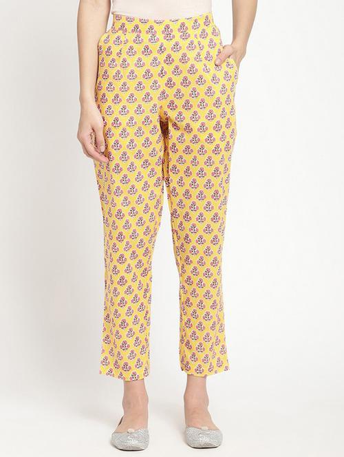 yellow cotton peg trouser - 21195358 -  Standard Image - 0