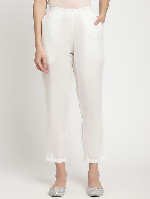 white cotton peg trouser - 21195361 -  Standard Image - 0