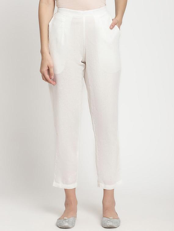 white cotton peg trouser - 21195361 -  Zoom Image - 0