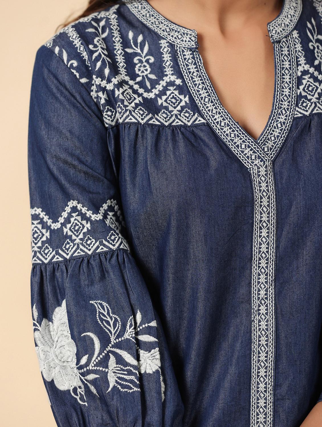women three quarter sleeve a-line kurta - 21195481 - Standard Image - 4