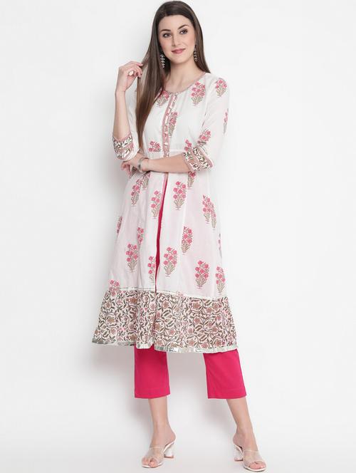 women three quarter sleeve a-line kurta - 21195514 -  Standard Image - 0