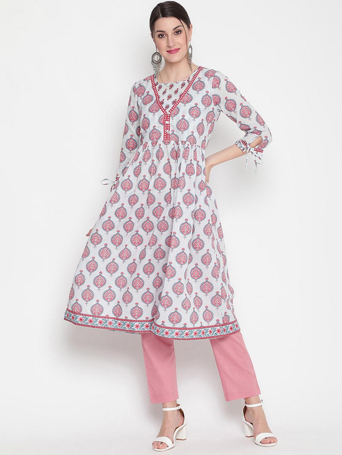 women three quarter sleeve a-line kurta - 21195536 -  Zoom Image - 0