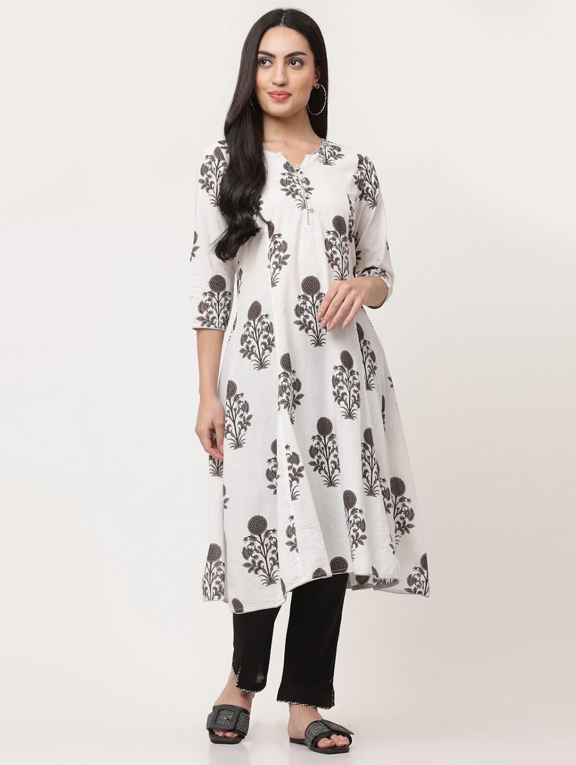 women three quarter sleeve a-line kurta - 21195544 -  Zoom Image - 0