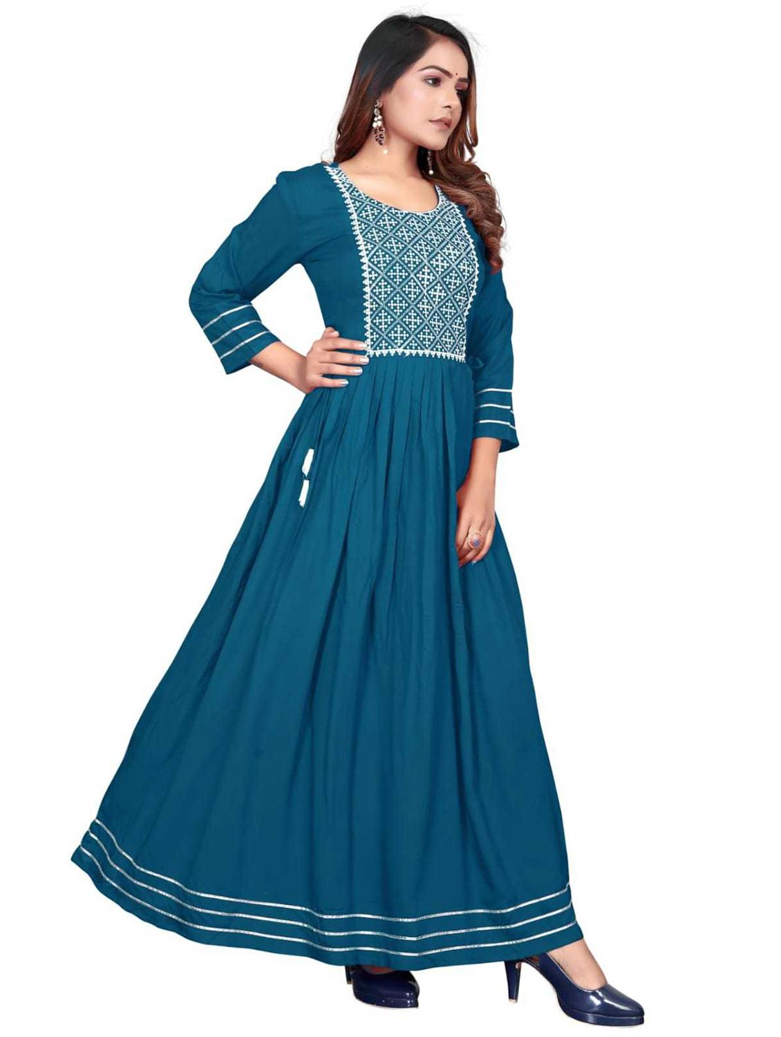 blue rayon anarkali gown - 21198142 -  Standard Image - 1